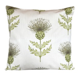 Voyage Thistle Green Natural Linen Wildflower Balmoral Cushion Cover - thumbnail 1