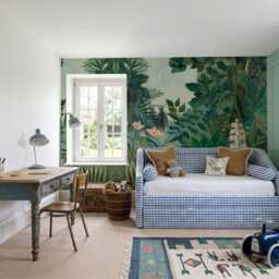 Equatorial Jungle Henri Rousseau Wall Mural, Hand-Painted Tropical Wallpaper, Maximalist Decor - Custom Size - thumbnail 2
