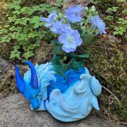 Vulpin Familiar With White Flowers 3D Printed Figure 20cm X 17cm 14cm - thumbnail 2