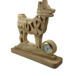 Handcrafted Ash Wood Husky Dog Clock Scroll Saw Art - thumbnail 2