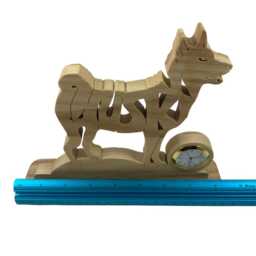 Handcrafted Ash Wood Husky Dog Clock Scroll Saw Art - thumbnail 3