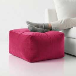 Hot Pink Velvet Ottoman Beanbag Rectangle Footstool Pouf - thumbnail 2