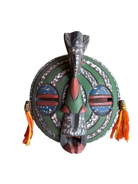 Green Bird Of Happiness African Mask Sese Wood Wall Decor - image 1