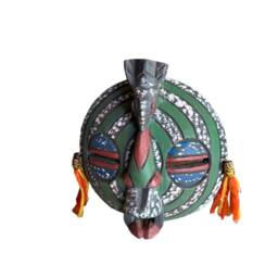 Green Bird Of Happiness African Mask Sese Wood Wall Decor - thumbnail 4