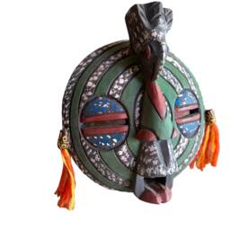 Green Bird Of Happiness African Mask Sese Wood Wall Decor - thumbnail 3
