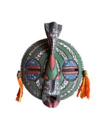 Green Bird Of Happiness African Mask Sese Wood Wall Decor - thumbnail 1
