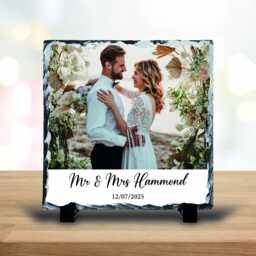 Personalised Photo Stand - Custom Slate Rock Frame Anniversary Gift For Him Husband Boyfriend Birthday Her Wife Girlfriend