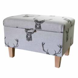 Handmade Stag Deer Storage Ottoman - Animal Nature Fabric Bespoke British Made