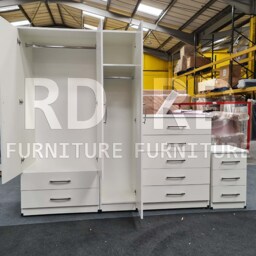 Bedroom Set, White Set, Wardrobe, Mirrored Chest Of Drawers & A Bedside Table. Ready Assembled - thumbnail 3