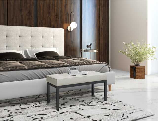 Beige Upholstered Bench - Louis Style Seat Upholstered Quilted in Various Sizes & Colors Handmade Kludo - image 1