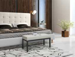 Beige Upholstered Bench - Louis Style Seat Upholstered Quilted in Various Sizes & Colors Handmade Kludo
