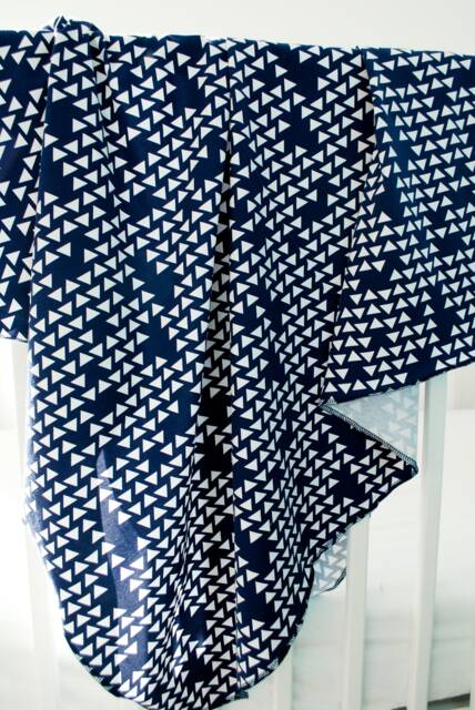 Clearance Sale Navy & White Geometric Swaddle Blanket, Newborn Jersey Knit With Triangles, Baby Shower Gift - image 1