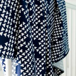 Clearance Sale Navy & White Geometric Swaddle Blanket, Newborn Jersey Knit With Triangles, Baby Shower Gift - thumbnail 2