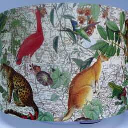 Exotic Animals Lampshade Vintage Map Shabby Chic Style - thumbnail 3