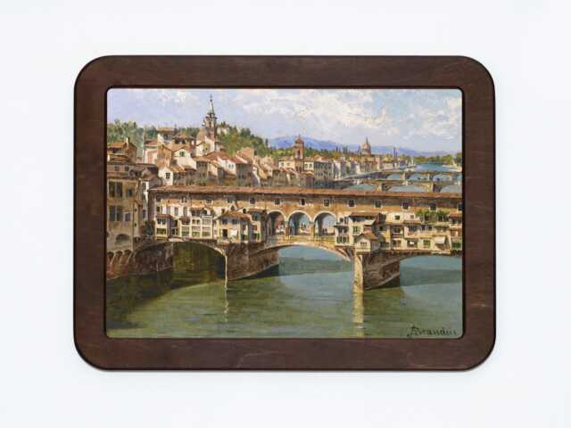 Ponte Vecchio Florence Art Print, Wooden Frame Italian Painting - image 1