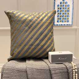 "Art Silk Grey Striped Decorative Pillow Sham, 24""x24""/26""x26" - thumbnail 2