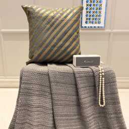 "Art Silk Grey Striped Decorative Pillow Sham, 24""x24""/26""x26" - thumbnail 3