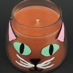 Hand-Painted Kitten Face Mini Soy Container Candle - Black Cat, Blue-Grey White Or Ginger Cat - thumbnail 3
