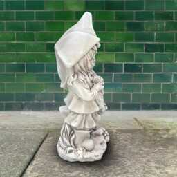 Boy & Girl Under Umbrella Statue Romantic Garden Sculpture Stone Boy Figure Outdoor Yard Decoration Handmade Cute Patio Ornament - thumbnail 4