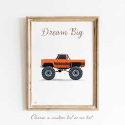Monster Truck Wall Art Fun Kids Room Decor - thumbnail 2
