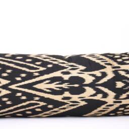 Black Ikat Long Lumbar Pillow, Silk Body Pillow Cover - thumbnail 2