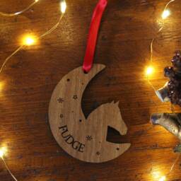 Personalised Horse Christmas Ornament, Lover Gift, Pony Bauble, Lover, Wooden Tree Decoration Head - thumbnail 2