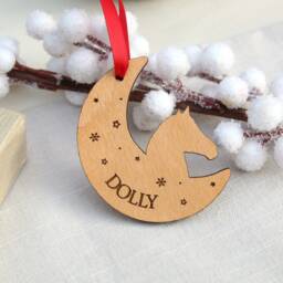 Personalised Horse Christmas Ornament, Lover Gift, Pony Bauble, Lover, Wooden Tree Decoration Head - thumbnail 3