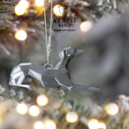 3D Printed Whippet Baubles Modern Polygonal Greyhound Design - Bag Of 8 Dogs - thumbnail 2