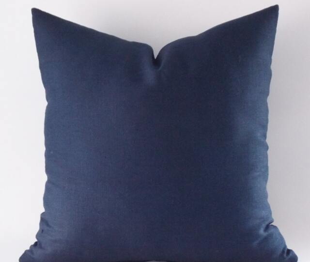 Navy Linen Pillow Cover Modern Decorative Cushion - image 1