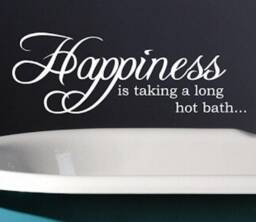 Happiness Is A Long Hot Bath - Wall Sticker Quote Decal Bathroom Vinyl Waterproof - thumbnail 3