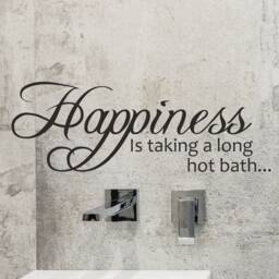 Happiness Is A Long Hot Bath - Wall Sticker Quote Decal Bathroom Vinyl Waterproof - thumbnail 2