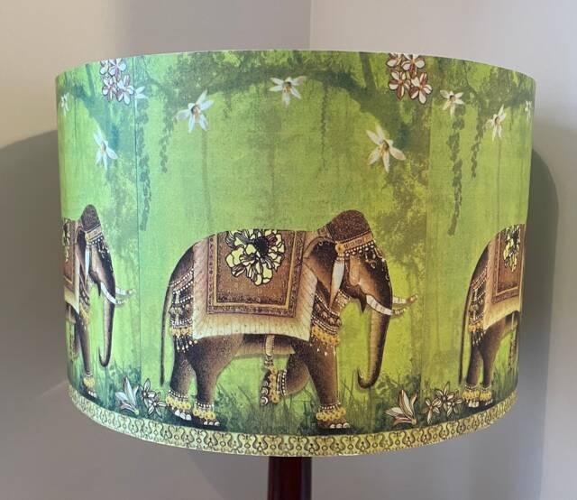 Handmade Indian Elephant Lampshade Green Exotic Light Shade - image 1