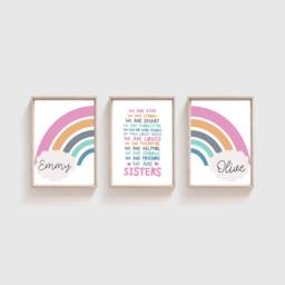 Set Of 3 Sister Prints, Girls Bedroom Decor, Big Sis Lil Print Set, Shared Bedroom, Affirmations For Kids, Siblings Wall Art, Twins - thumbnail 2