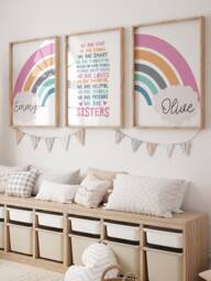 Set Of 3 Sister Prints, Girls Bedroom Decor, Big Sis Lil Print Set, Shared Bedroom, Affirmations For Kids, Siblings Wall Art, Twins - thumbnail 1