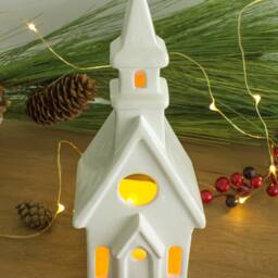 Valentine Village White Church Candle Holder, 8 - thumbnail 3