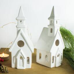 Valentine Village White Church Candle Holder, 8 - thumbnail 2