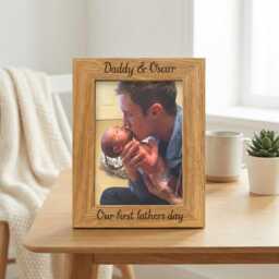 Personalised First Father's Day Photo Frame - Engraved Wooden Keepsake - thumbnail 3
