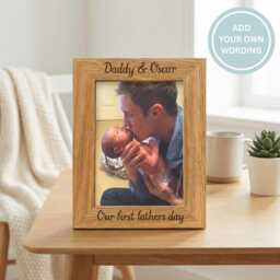 Personalised First Father's Day Photo Frame - Engraved Wooden Keepsake - thumbnail 2