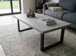 Living Room Coffee Table in Silk Grey - Scandi-style Solid Wood, Custom 80-180cm, UK Made To Order, Free Delivery