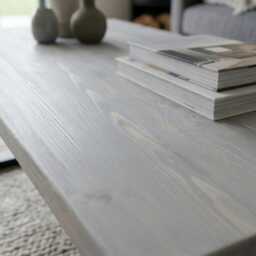 Living Room Coffee Table in Silk Grey - Scandi-style Solid Wood, Custom 80-180cm, UK Made To Order, Free Delivery - thumbnail 2