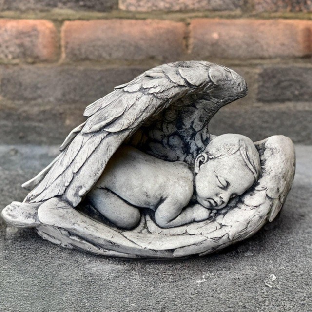 Baby Angel Decoration Stone Statue Outdoor Memorial Child Sculpture Modern Laying Ornament Concrete Church Figurine Gift For Mom - image 1
