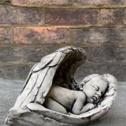 Baby Angel Decoration Stone Statue Outdoor Memorial Child Sculpture Modern Laying Ornament Concrete Church Figurine Gift For Mom - thumbnail 3
