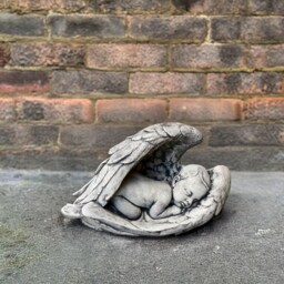 Baby Angel Decoration Stone Statue Outdoor Memorial Child Sculpture Modern Laying Ornament Concrete Church Figurine Gift For Mom - thumbnail 2
