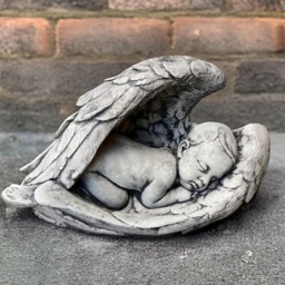 Baby Angel Decoration Stone Statue Outdoor Memorial Child Sculpture Modern Laying Ornament Concrete Church Figurine Gift For Mom - thumbnail 1