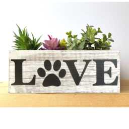 Paw Love Wood Succulent Planter Cat Dog Mom Gift, Father's Day - thumbnail 2