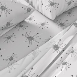 Mid Century Sheets - Sputnik Bees Knees By Shellyturnerdesigns Atomic Vintage Futuristic Cotton Sateen Sheet Set Bedding Spoonflower - thumbnail 2