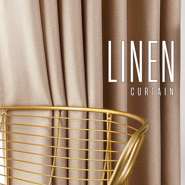 Basket Weave Linen Look Curtain, Custom Rod Pocket, 20 Colors - image 1