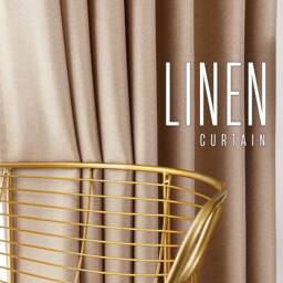 Basket Weave Linen Look Curtain, Custom Rod Pocket, 20 Colors - thumbnail 1