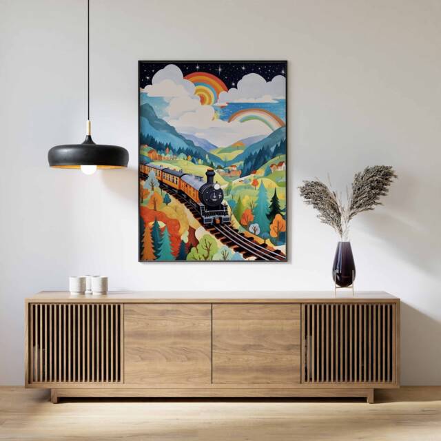 Train Print, Wall Art, Steam Poster, Boys Room Kids Decor, Playroom Decor - image 1