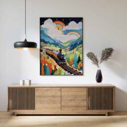 Train Print, Wall Art, Steam Poster, Boys Room Kids Decor, Playroom Decor - thumbnail 1